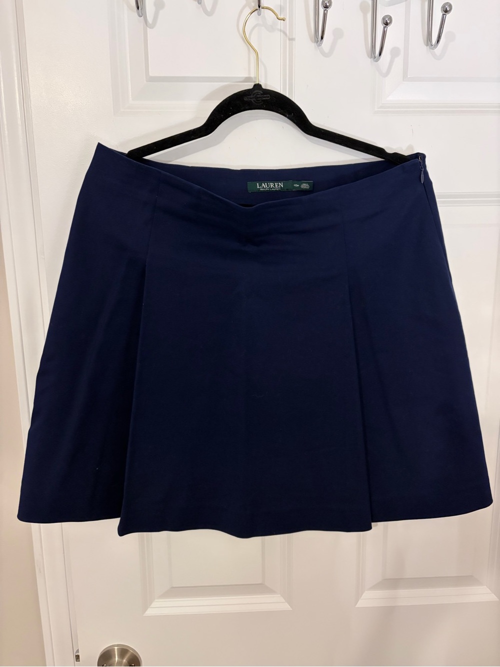 Lauren Ralph Lauren Navy Blue A-Line Pleated Skirt - 10 Petite